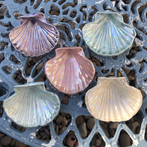 Blue Ceramic Sea Shell Soap Dish