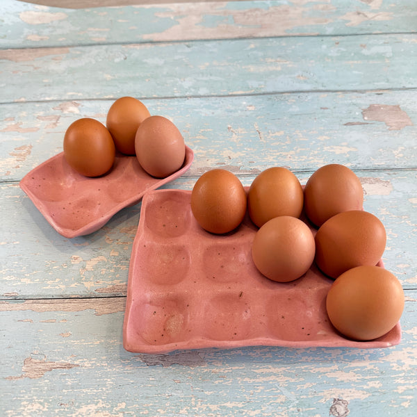 Pink Egg Tray, Holds 6 Eggs