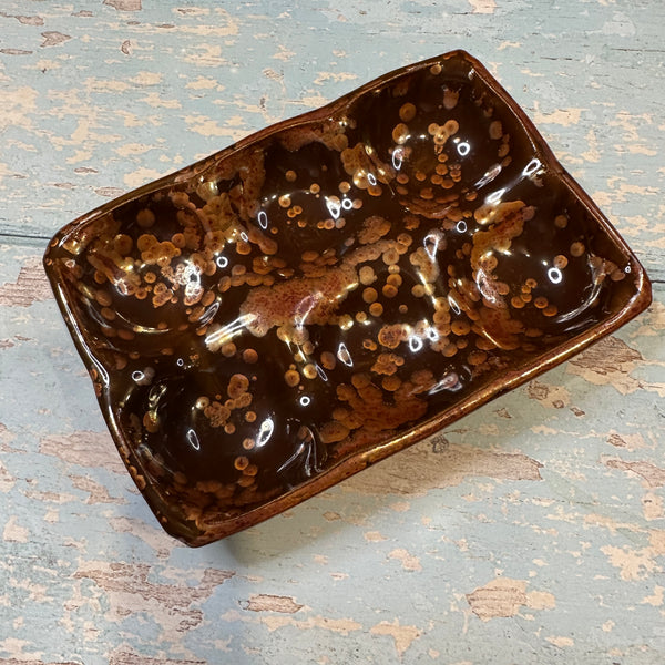Ceramic Copper Egg Tray, Holds 6 Eggs