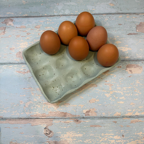 Green Egg Tray, Holds 6 Eggs