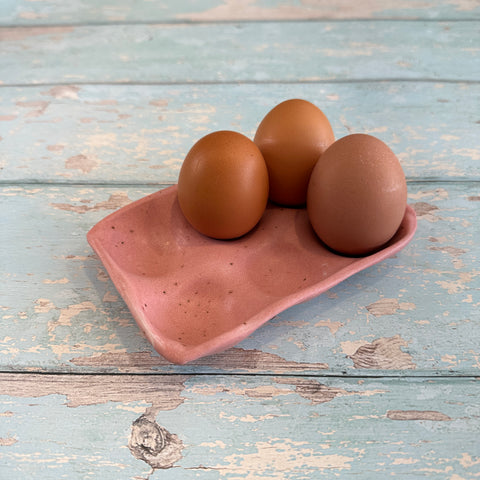 Pink Egg Tray, Holds 6 Eggs