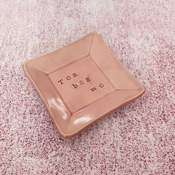 Pink Ceramic Tea Bag Dish