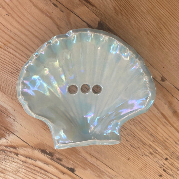 Blue Ceramic Sea Shell Soap Dish