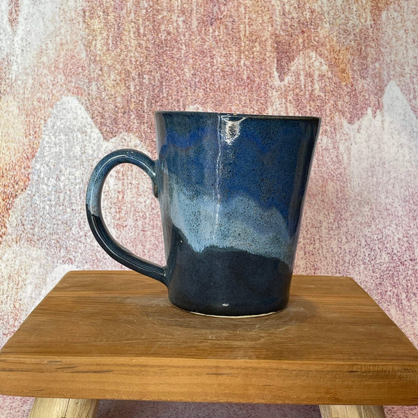 Large Blue Ceramic Moon Mug